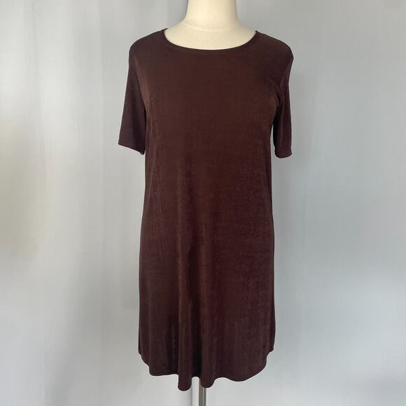 Kathie Lee Collection Dresses & Skirts - Vintage Casual Dress Plus Size 14W 16W Chocolate Brown Minimal Stretch T Shirt